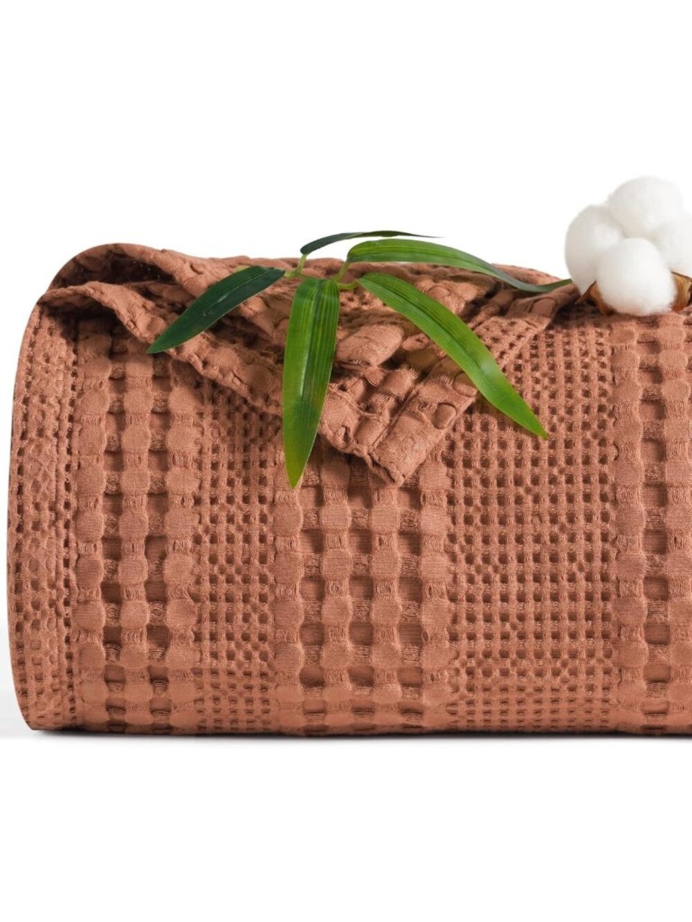 Cooling Waffle Blanket for Hot Sleepers, Cal King 110"x96", Soft Terracotta